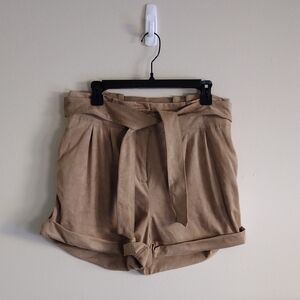 🌿 New York & Company High Waist Suede Tan Shorts Size Large
